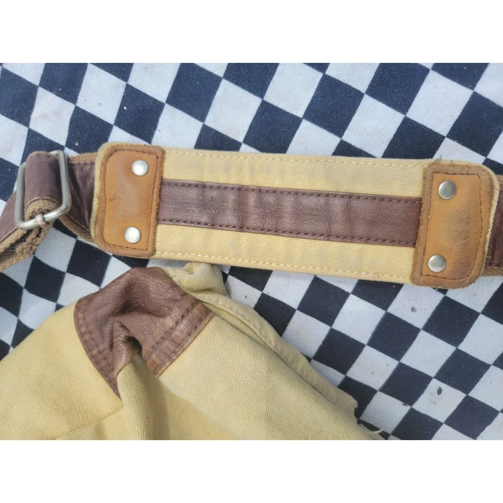 Urban Edge By Canyon Canvas Leather Messenger Shoulder Bag Tan Brown